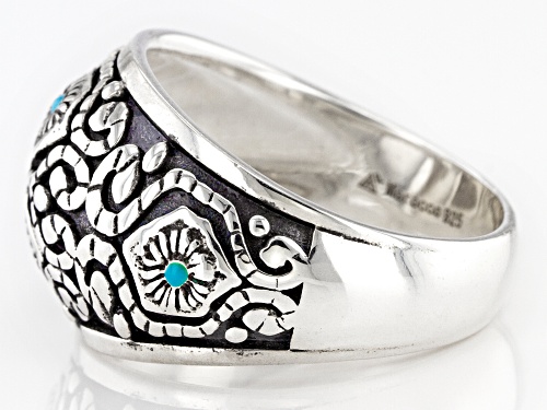 Artisan Collection of Morocco™ Blue Enamel Sterling Silver Band Ring - Size 8