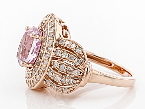 2.21ct Oval Kunzite With 1.01ctw White Diamond 18k Rose Gold Over Sterling Silver ring - Size 8