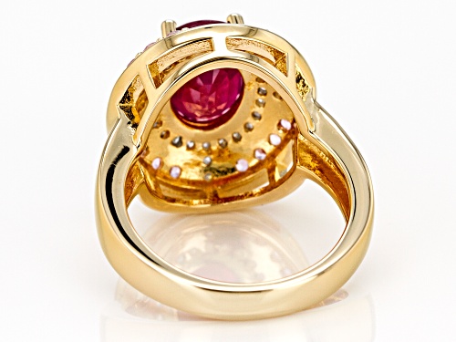 2.98ct Mahaleo® Ruby w/ .54ctw Pink Sapphire & .25ctw White Diamond 18k Gold Over Silver Ring - Size 8