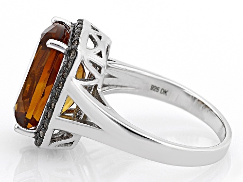 5.36ct Madeira Citrine And 0.22ctw Champagne Diamond Rhodium Over Sterling Silver Ring - Size 8