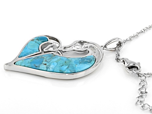 27.5x10mm And 14.4x6mm Free-form Composite Turquoise Rhodium Over Silver Horse Pendant With Chain