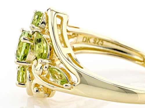 0.99ctw Mixed Shapes Manchurian Peridot(TM) 18k Yellow Gold Over Sterling Silver Ring - Size 8