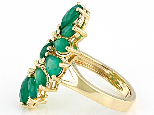 3.14ctw Green Onyx 18k Yellow Gold Over Sterling Silver Ring - Size 8