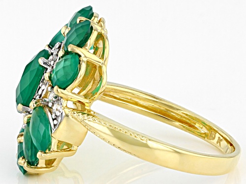 2.15ctw Green Onyx With 0.15ctw White Zircon 18k Yellow Gold Over Sterling Silver Ring - Size 7