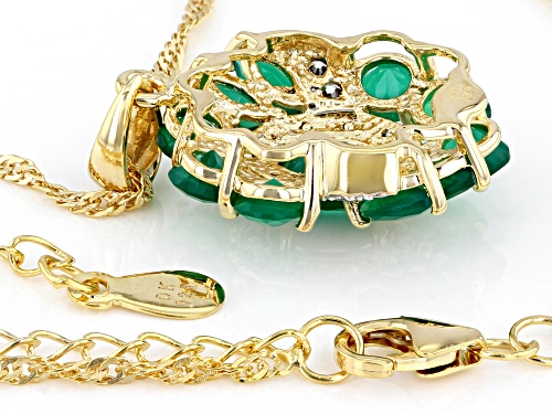 1.78ctw Green Onyx With 0.15ctw White Zircon 18k Yellow Gold Over Silver Pendant With chain