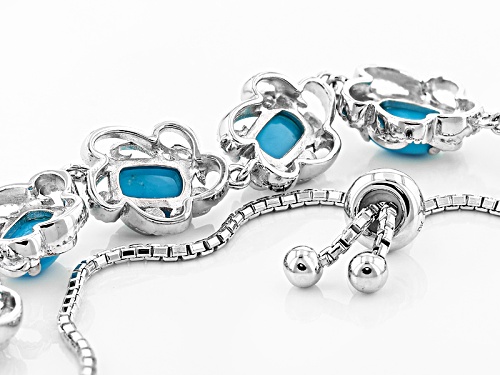 6x4mm Rectangular Cushion Cabochon Sleeping Beauty Turquoise Rhodium Over Silver Bolo Bracelet