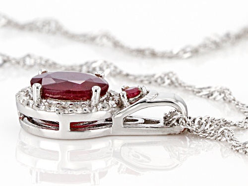 1.54ctw Mahaleo® Ruby With .22ctw White Zircon Rhodium Over Sterling Silver Pendant With Chain