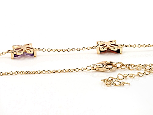 4.34ctw Marquise Multi-Gemstone 18k Yellow Gold Over Sterling Silver Butterfly Necklace