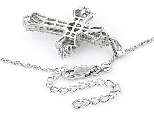 MOISSANITE FIRE® 1.84CTW DEW PLATINEVE®  CROSS PENDANT & 18 INCH SINGAPORE CHAIN