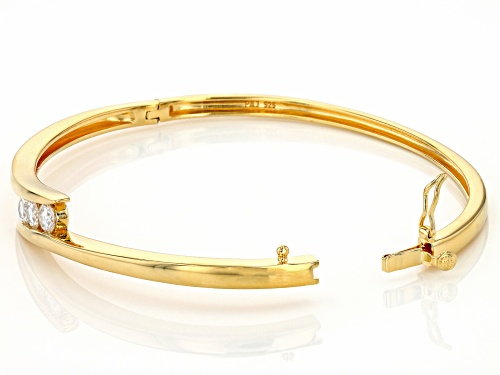 MOISSANITE FIRE® .99CTW DEW ROUND 14K YELLOW GOLD OVER SILVER BANGLE BRACELET - Size 7.25