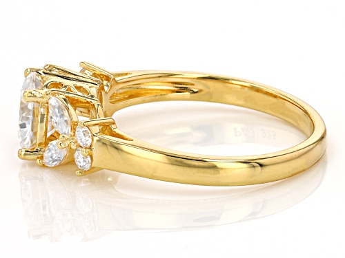 MOISSANITE FIRE(R) 1.60CTW DEW ROUND & MARQUISE CUT 14K YELLOW GOLD OVER SILVER RING - Size 6
