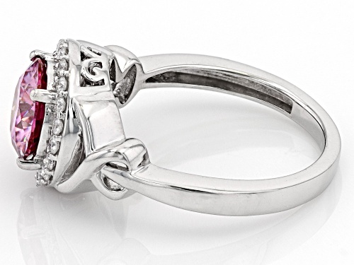 MOISSANITE FIRE® AND PINK MOISSANITE 2.10CTW DEW ROUND PLATINEVE® RING - Size 6