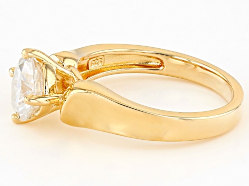 MOISSANITE FIRE® 1.50CT DEW ROUND BRILLIANT 14K YELLOW GOLD OVER SILVER RING - Size 9