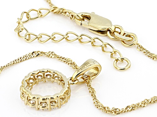 MOISSANITE FIRE® .45CTW DEW ROUND 14K YELLOW OVER SILVER PENDANT & CHAIN