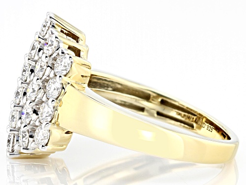 MOISSANITE FIRE® 1.44CTW DEW ROUND 14K YELLOW GOLD OVER SILVER RING - Size 9