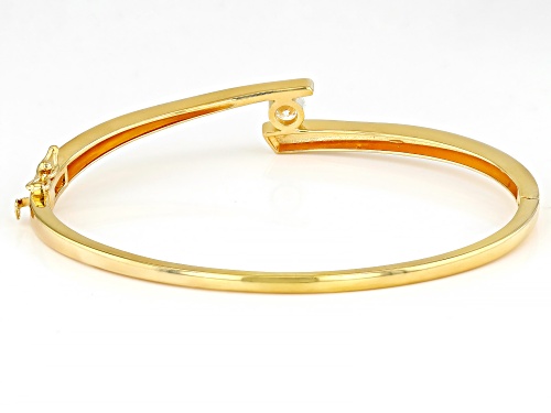 MOISSANITE FIRE® .60CT DEW ROUND 14K YELLOW GOLD OVER SILVER BANGLE BRACELET - Size 7.25