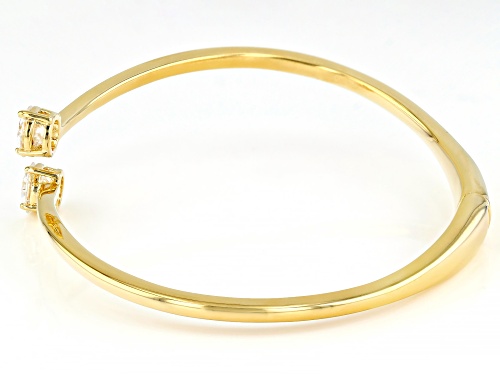 MOISSANITE FIRE® 2.40CTW DEW ROUND 14K YELLLOW GOLD OVER SILVER BANGLE BRACELET - Size 7.25