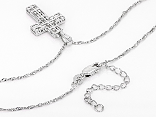 MOISSANITE FIRE® .48CTW DEW ROUND PLATINEVE® CROSS PENDANT & CHAIN
