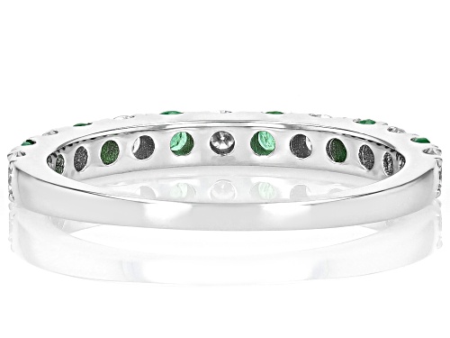 MOISSANITE FIRE® .42CTW DEW ROUND & ZAMBIAN EMERALD PLATINEVE® RING - Size 6