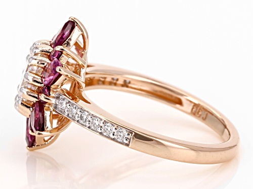 MOISSANITE FIRE® 1.32CTW DEW ROUND AND RHODOLITE 14K ROSE GOLD OVER SILVER RING - Size 5