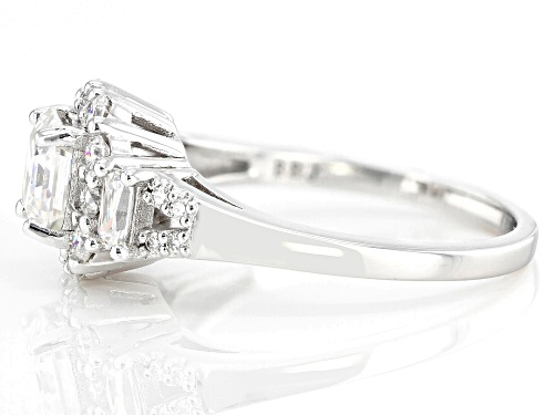 MOISSANITE FIRE® 1.57CTW DEW ASSCHER CUT & BAGUETTE & ROUND PLATINEVE® RING - Size 5