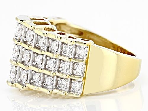 MOISSANITE FIRE® 1.02CTW DEW ROUND BRILLIANT 14K YELLOW GOLD OVER SILVER PYRAMID RING - Size 6