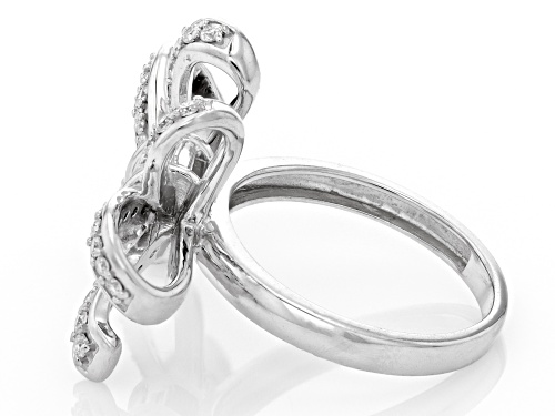 MOISSANITE FIRE® .85CTW DEW ROUND & BAGUETTE PLATINEVE® BOW RING - Size 6