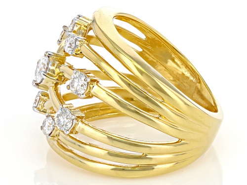 MOISSANITE FIRE® .87CTW DEW ROUND BRILLIANT 14K YELLOW GOLD OVER SILVER RING - Size 6