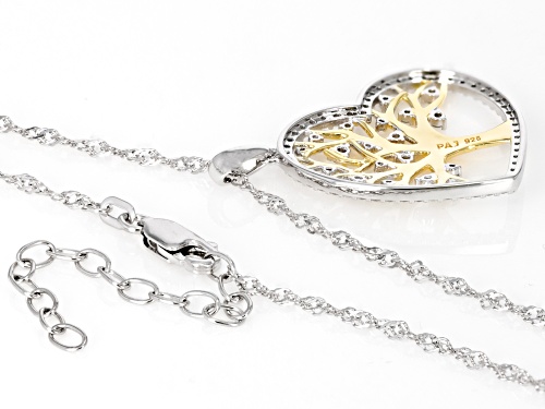 MOISSANITE FIRE® .80CTW DEW ROUND BRILLIANT TWO TONE PENDANT WITH CHAIN