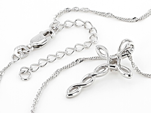 MOISSANITE FIRE® .10CT DEW ROUND BRILLIANT PLATINEVE® CROSS PENDANT & CHAIN
