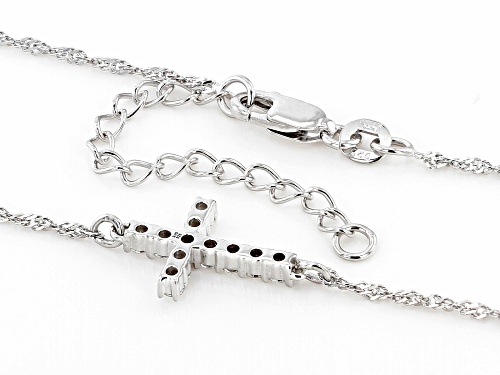 MOISSANITE FIRE® .33CTW DEW ROUND BRILLIANT PLATINEVE® CROSS NECKLACE - Size 18