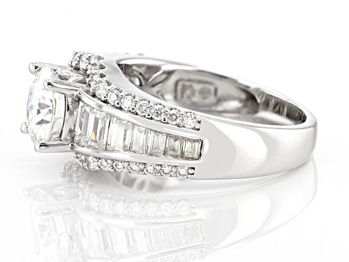 MOISSANITE FIRE® 2.82CTW DEW ROUND BRILLIANT AND BAGUETTE PLATINEVE® RING - Size 8