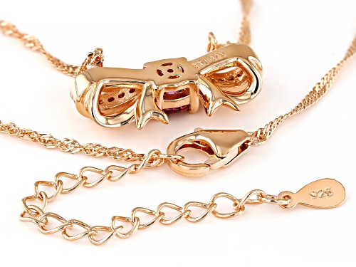MOISSANITE FIRE® AND RED MOISSANITE .84CTW DEW ROUND 14K ROSE GOLD OVER SILVER BOW NECKLACE - Size 18