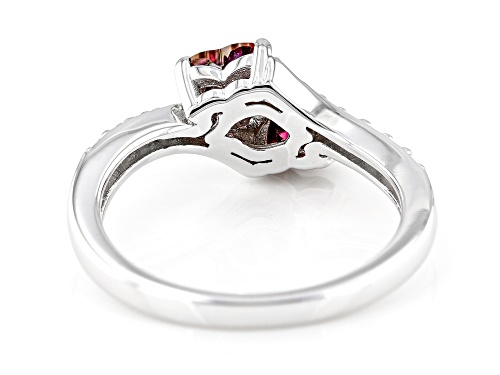 MOISSANITE FIRE® & RED MOISSANITE 1.18CTW DEW HEART SHAPE AND ROUND PLATINEVE® RING - Size 8