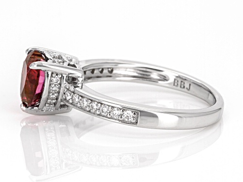 MOISSANITE FIRE® & RED MOISSANITE 1.45CTW DEW HEART SHAPE AND ROUND PLATINEVE® RING - Size 9