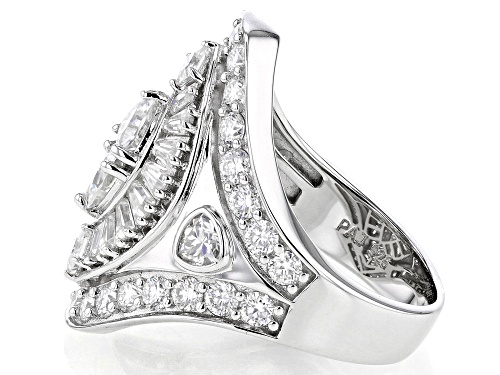 MOISSANITE FIRE® 3.38CTW DEW ROUND & BAGUETTE & TRILLION & PRINCESS CUT PLATINEVE® RING - Size 7