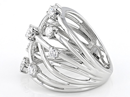MOISSANITE FIRE® 1.00CTW DEW ROUND BRILLIANT PLATINEVE® SCATTERED DESIGN RING - Size 6