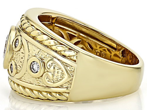 MOISSANITE FIRE®  .74CTW DEW ROUND BRILLIANT 14K YELLOW GOLD OVER SILVER RING - Size 7