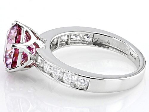 MOISSANITE FIRE(R) & PINK MOISSANITE 4.20CTW DEW ROUND BRILLIANT PLATINEVE(R) RING - Size 7