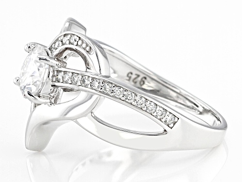 MOISSANITE FIRE(R) 1.12CTW DEW ROUND BRILLIANT PLATINEVE(R) HEART RING - Size 8