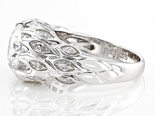 MOISSANITE FIRE(R) 3.96CTW DEW ROUND AND MARQUISE CUT PLATINEVE(R) RING - Size 6