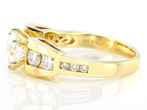 MOISSANITE FIRE(R) 1.84CTW DEW ROUND 14K YELLOW GOLD OVER SILVER RING - Size 7