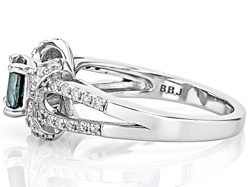 MOISSANITE FIRE® AND GREEN MOISSANITE 1.36CTW DEW ROUND BRILLIANT PLATINEVE® RING - Size 10