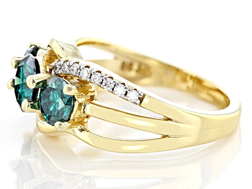MOISSANITE FIRE® AND GREEN MOISSANITE 1.96CTW DEW ROUND BRILLIANT14K YELLOW GOLD OVER SILVER RING - Size 8