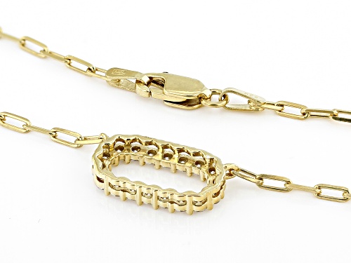 MOISSANITE FIRE® .54CTW DEW ROUND BRILLIANT 14K YEELOW GOLD OVER SILVER PAPERCLIP NECKLACE - Size 18