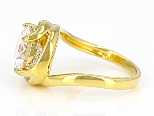 MOISSANITE FIRE® 3.72CTW DEW ROUND BRILLIANT 14K YELLOW GOLD OVER SILVER RING - Size 7