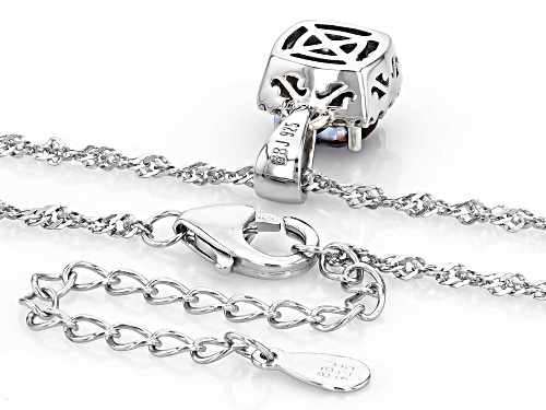 MOISSANITE FIRE® & BLUE MOISSANITE 1.50CTW DEW CUSHION CUT AND ROUND PLATINEVE® PENDANT & CHAIN