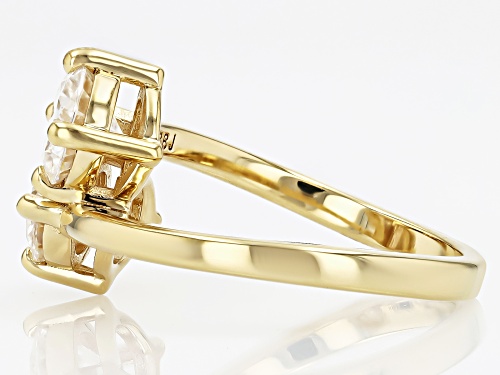 MOISSANITE FIRE®  2.00CTW DEW ROUND BRILLIANT 14K YELLOW GOLD OVER SILVER BYPASS RING - Size 6