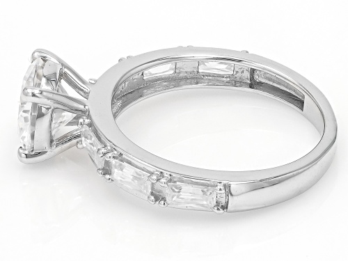MOISSANITE FIRE® 2.44CTW DEW BAGUETTE AND ROUND PLATINEVE® RING - Size 9