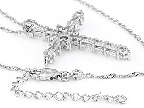 MOISSANITE FIRE® 1.77CTW DEW BAGUETTE AND ROUND PLATINEVE® CROSS PENDANT AND CHAIN
